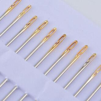 12 Stuks Dikke Big Eye Naaien Self-Threading Naalden Set Borduurwerk Hand Naaien gouden kleur