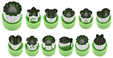 12 Stuks Fruit Stervorm Fondant Cake Cookie Plunger Mould Mold Cutter Gereedschap Keuken Tool Prachtige Accessoires #20 groen