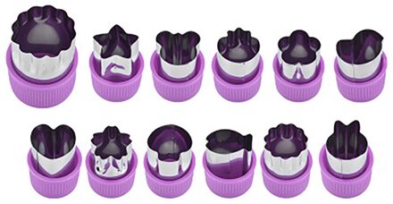 12 Stuks Fruit Stervorm Fondant Cake Cookie Plunger Mould Mold Cutter Gereedschap Keuken Tool Prachtige Accessoires #20 paars