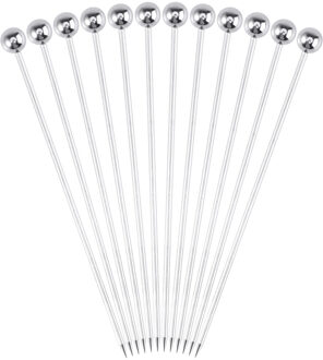 12 Stuks Fruit Sticks Rvs Cocktail Picks Fruit Sticks Tandenstokers Voor Party Bar Cocktail Fruit Stok Supplies