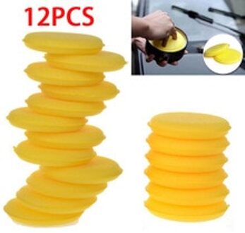 12 Stuks Geel Auto Waxen Polijsten Foam Spons Wax Applicator Cleaning Pads Vakmanschap