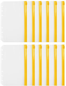 12 Stuks Handig Clear Pvc A6 Bindmiddel Zakken Clear Transparant Rits Mappen Voor Ring Notebook Bindmiddel Bestanden Rapporten Bindmiddel geel