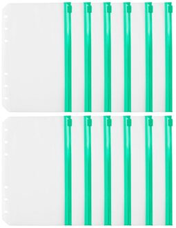 12 Stuks Handig Clear Pvc A6 Bindmiddel Zakken Clear Transparant Rits Mappen Voor Ring Notebook Bindmiddel Bestanden Rapporten Bindmiddel groen
