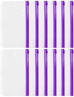 12 Stuks Handig Clear Pvc A6 Bindmiddel Zakken Clear Transparant Rits Mappen Voor Ring Notebook Bindmiddel Bestanden Rapporten Bindmiddel Paars