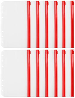 12 Stuks Handig Clear Pvc A6 Bindmiddel Zakken Clear Transparant Rits Mappen Voor Ring Notebook Bindmiddel Bestanden Rapporten Bindmiddel Rood