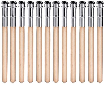 12 Stuks Houten Potlood Extenders Art Potloodverlenger Krijt Extension Met Aluminium Handvat Voor School Kantoorbenodigdheden