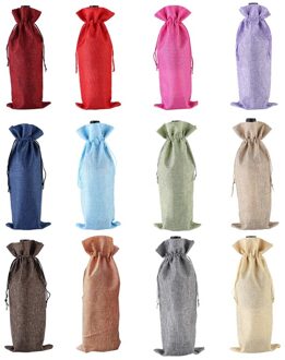 12 Stuks Jute Wijn Cadeau Zakken, Koord Wijnfles Covers Voor Bruiloft, Reizen, Verjaardag, Kerstmis, wijnproeverij Partij