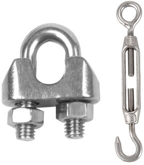 12 Stuks Kabel Kabelklem Clips M4 Haak & 5 Pcs Eye Spanschroef Draad Touw Spanning