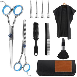 12 Stuks Kapper Dunner Pluizige Scharen Kit Profeesional Kapsalon Sissors Haar Snijgereedschap Kapsel Kappers Clipper Set