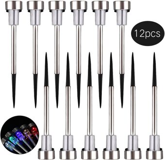 12 Stuks Led Solar Tuinverlichting Rvs Gazon Licht Tuin Energiebesparende Solar Lampen Voor Tuin Yard Gazon decoratieve