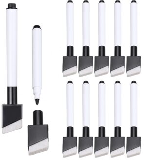 12 Stuks Magnetische Zwarte Kleur Whiteboard Marker Pennen Uitwisbare Droog Vegen Markers Student Kinderen Tekening Pen
