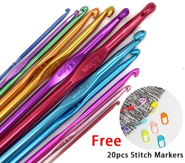 12 Stuks Metalen Handvat Haak Naalden Rvs Haaknaalden Set Voor Breinaalden Weave Naaien Naalden Tool Maat 2-8Mm