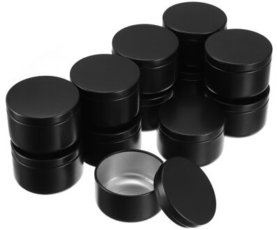 12 Stuks Metalen Kaars Blikken Kaars Container Reizen Tins Diy Kaars Maken Potten Multifunctionele Lege Containers zwart
