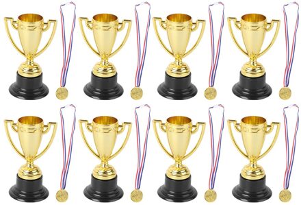 12 Stuks Mini Gold Cups Trofee En Award Medailles Prijzen Kleine Medailles Awards Trofee Speelgoed Voor Studenten Sport(6Pcs Trophie gouden 1