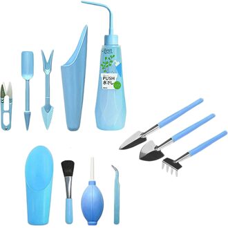 12 Stuks Mini Tuin Hand Transplanteren Succulent Gereedschap Miniatuur Planten Set Voor Indoor Fairy Zorg Oppotten Cactus Kamerplant blauw