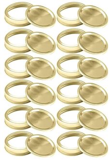 12 Stuks Mond Mason Pot Deksels En Bands Voor Mason Jar Brede Mond, split-Type Deksels Lekvrije En Inblikken Pot Caps Zeef