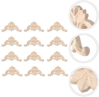12 Stuks Natuurlijke Hout Gesneden Hoek Applique Decoratieve Deur Meubels Applique