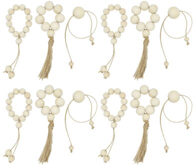 12 Stuks Natuurlijke Houten Kraal Servetringen Bruiloften Home Decor Eettafel Servet Doek Decoratie (Beige)