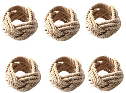 12 Stuks Natuurlijke Jute Servet Lus Koord Geweven Servet Gesp Snoer Servet Gesp Waxed Twijn Servet Lus