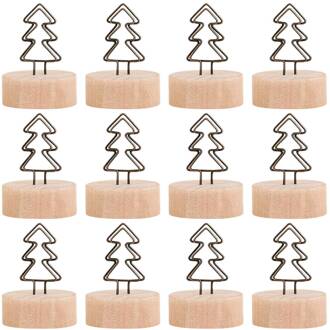 12 Stuks Partij Decoratie Kaarthouders Houten Base Kaarthouders Houder Foto Memo Note Foto Clip Bruiloft Kantoor