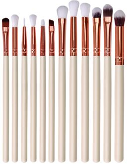 12 Stuks Professionele Oogschaduw Brush Set Houten Handvat Oogschaduw Eyeliner Blending Brush Gezicht Cosmetische Gereedschap Make Up Maquillaje Roze