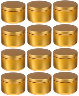 12 Stuks Ronde Kaars Potten Reizen Blikken Kaars Opslag Container Voor Kaarsen Maken gouden 1