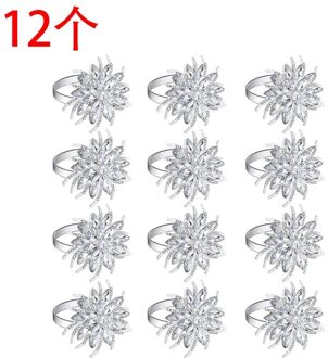 12 Stuks Servetringen Lotus Servet Houder Kerst Serviette Gespen Holder Bloemen Strass Voor Bruiloft Tafel Decor