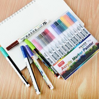 (12 Stuks/set) Acryl Kleur Marker Set 2.0Mm Graffiti Geschilderd Marker Diy Zwarte Kaart Pen