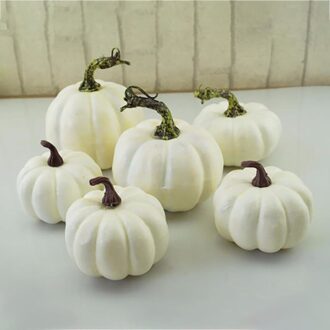 12 Stuks Set Wit Kunstmatige Pompoenen Halloween Oogst Oogst Thanksgiving Home Decor Fotografie Props Decoratie # P5 6stk