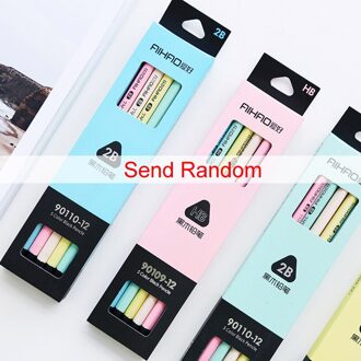 12 Stuks/set Zwarte Kleur Pastel Potlood Hout Standaard 2B Hb Macaron Potloden Voor Schrijven Tekening Art Stationery School Office