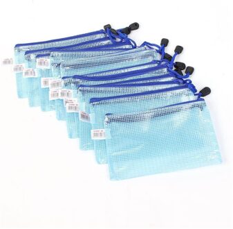12 Stuks Shirt Pakket Portemonnee Pvc Zip Document Map A6 Voor School En Kantoorbenodigdheden Dienen Als Een Cosmetische Storage bag blauw