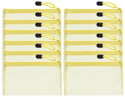 12 Stuks Shirt Pakket Portemonnee Pvc Zip Document Map A6 Voor School En Kantoorbenodigdheden Dienen Als Een Cosmetische Storage bag geel