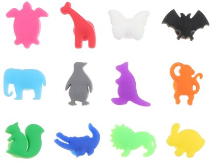 12 Stuks Siliconen Glas Marker Creatieve Dieren Drink Bedels Label Mark Glas Identificatie Voor Party Banquet