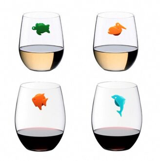 12 Stuks Siliconen Marine Dieren Glas Marker Drinkbeker Identifier Party Cup Sign (Gemengde Kleuren)