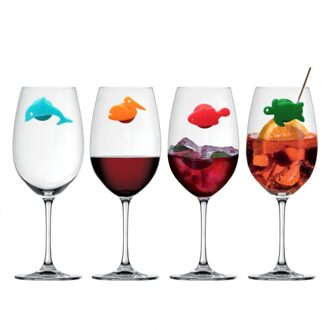 12 Stuks Siliconen Marine Dieren Wijnglas Marker Drinkbeker Identifier Party Cup Sign (Gemengde Kleuren)