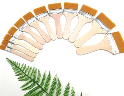 12 Stuks Soft Houten Handgrepen Nylon Art Supplies Olieverf Aquarel Kwast Acryl Draagbare