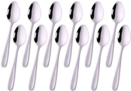 12 stuks Thee Lepel 18/10 Roestvrij Staal Bestek Set Unieke Zilveren Dessertlepel Kleine Lepel Koffie Scoop