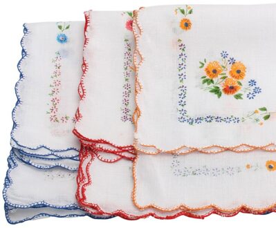 12 Stuks Vintage Katoen Bloemen Patroon Zakdoek Pocket Handdoek Voor Vrouwen Meisjes Pocket Vierkante Hankerchief Poszetka