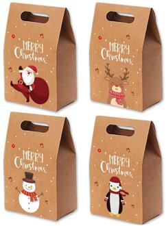 12 Stuks Vintage Kraftpapier Kerst Apple Geschenkdoos Verpakking Party Bag Draagbare Verpakking Candy Box Party Bags