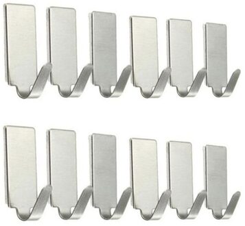 12 Stuks Zelfklevende Huis Keuken Muur Deur Rvs Houder Haak Hanger Haak Hanger Opslag Hakenhalter
