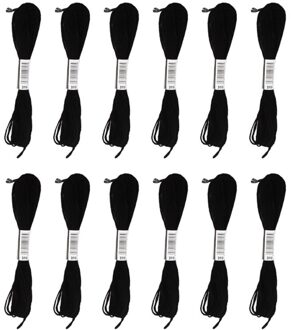 12 Stuks Zwart En Wit Kruissteek Draad Borduurwerk Floss Strengen Zwart Hand Naaigaren Diy Handwerk Accessoires 12 zwart