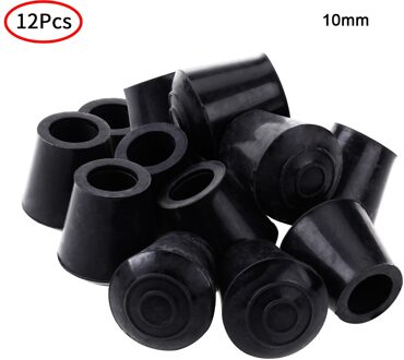 12 Tafel Stoel Voet Kopjes Benen Beschermers Anti Slip Kruk Buis Stekkers Non Trillingen Meubels Voeten Covers Pads Duurzaam Rubber caps 10mm zwart