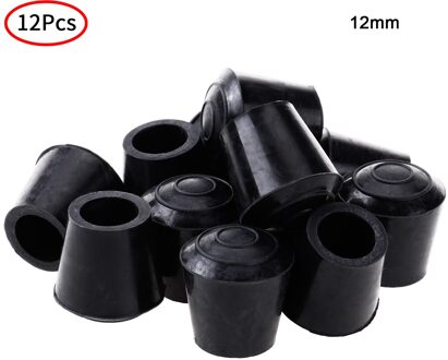 12 Tafel Stoel Voet Kopjes Benen Beschermers Anti Slip Kruk Buis Stekkers Non Trillingen Meubels Voeten Covers Pads Duurzaam Rubber caps 12mm zwart