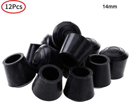 12 Tafel Stoel Voet Kopjes Benen Beschermers Anti Slip Kruk Buis Stekkers Non Trillingen Meubels Voeten Covers Pads Duurzaam Rubber caps 14mm zwart