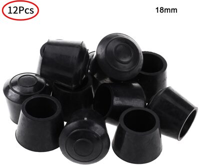 12 Tafel Stoel Voet Kopjes Benen Beschermers Anti Slip Kruk Buis Stekkers Non Trillingen Meubels Voeten Covers Pads Duurzaam Rubber caps 18mm zwart