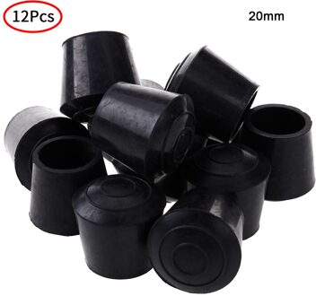 12 Tafel Stoel Voet Kopjes Benen Beschermers Anti Slip Kruk Buis Stekkers Non Trillingen Meubels Voeten Covers Pads Duurzaam Rubber caps 20mm zwart