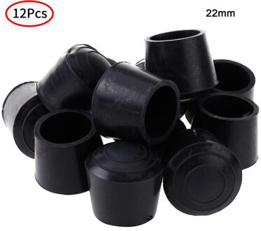 12 Tafel Stoel Voet Kopjes Benen Beschermers Anti Slip Kruk Buis Stekkers Non Trillingen Meubels Voeten Covers Pads Duurzaam Rubber caps 22mm zwart