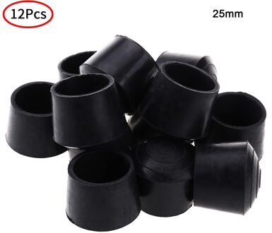 12 Tafel Stoel Voet Kopjes Benen Beschermers Anti Slip Kruk Buis Stekkers Non Trillingen Meubels Voeten Covers Pads Duurzaam Rubber caps 25mm zwart