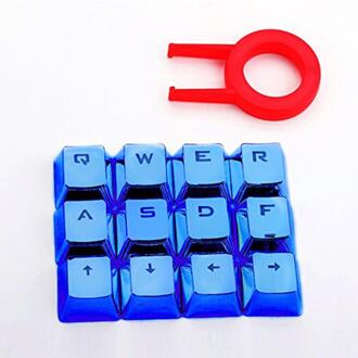 12 Translucidus Backlit Keycaps Met Key Puller Voor Mechanische Toetsenborden Slijtvast Galvaniseren Keycaps blauw