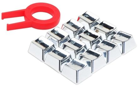 12 Translucidus Backlit Keycaps Met Key Puller Voor Mechanische Toetsenborden Slijtvast Galvaniseren Keycaps zilver